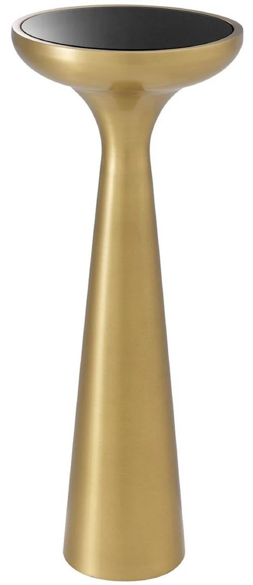 Casa Padrino mesa auxiliar de lujo lat¨®n / negro ? 29 x A. 71,5 cm - Mesa redonda de acero inoxidable con sobre de vidrio - Muebles de Sal¨®n