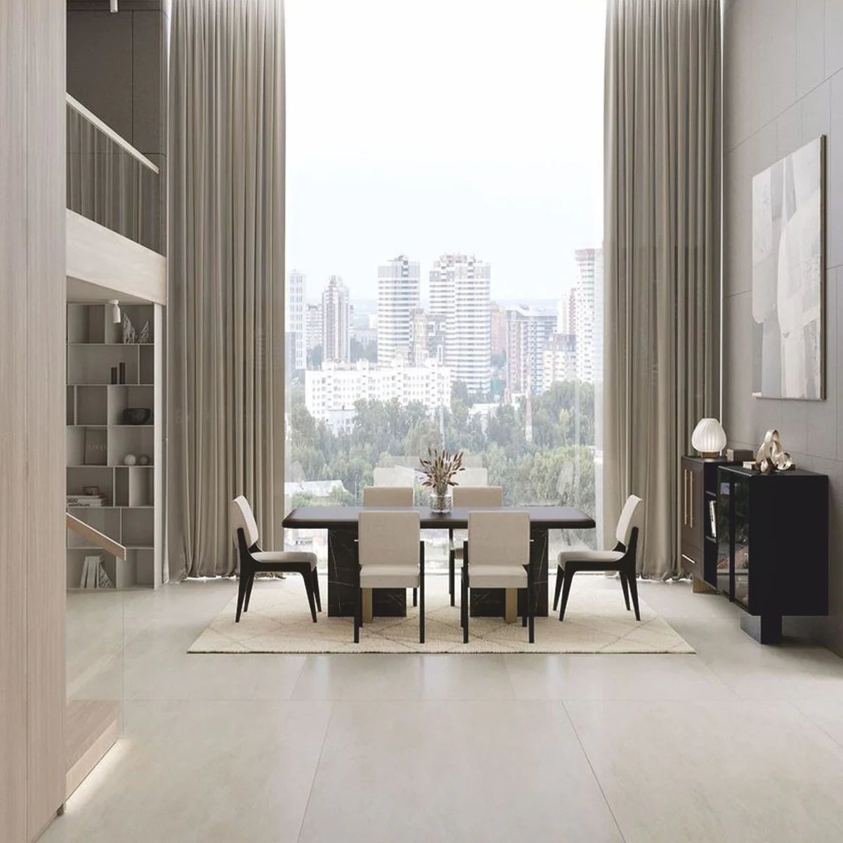 Casa Padrino mesa de comedor de lujo marr¨®n oscuro / negro / lat¨®n 215 cm - Muebles de hotel y comedor