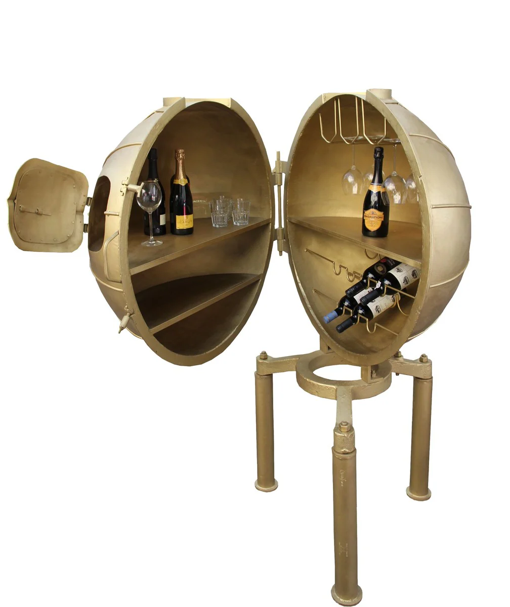 Casa Padrino Luxury drinks bar made of metal gold - wine shelf - bottle shelf