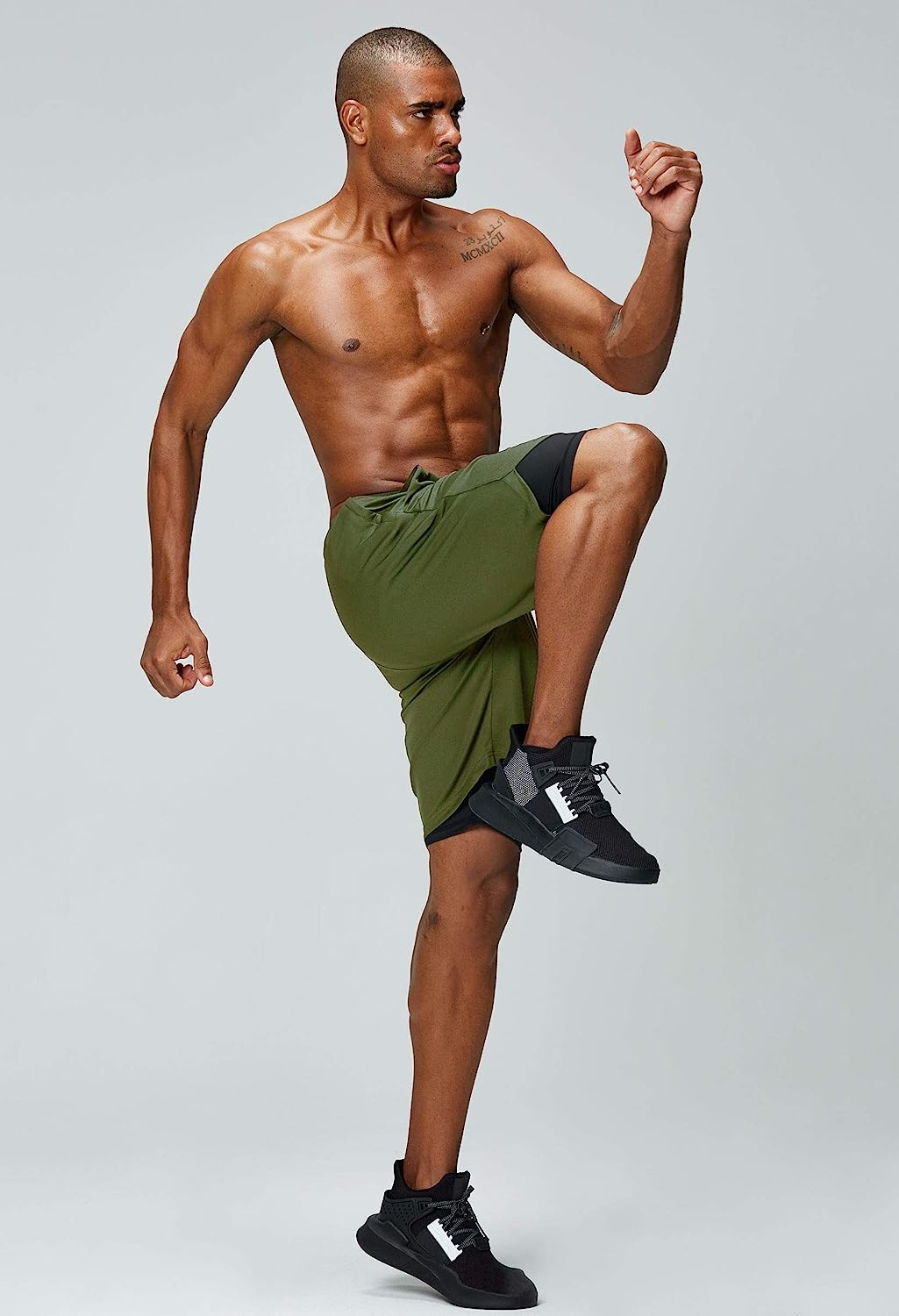 Men's 2 in 1 Running Shorts Gym Workout Quick Dry Mens Shorts with Phone Pocket