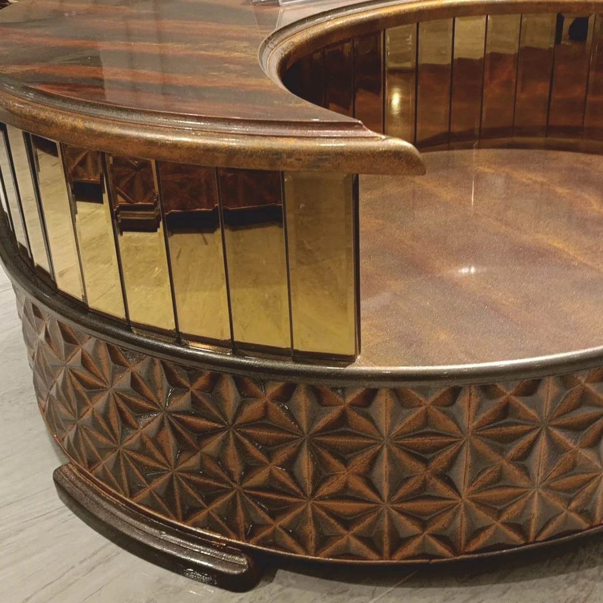 Casa Padrino mesa de centro Art Deco de lujo cobre / gris / oro ? 104 cm - Muebles de sal¨®n