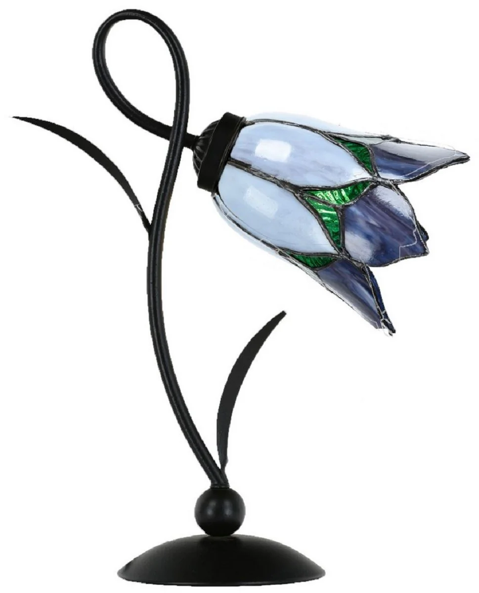 Casa Padrino L¨¢mpara de Mesa Tiffany Art Deco Negro / Blanco / P¨²rpura / Verde A. 40 cm - L¨¢mparas Tiffany