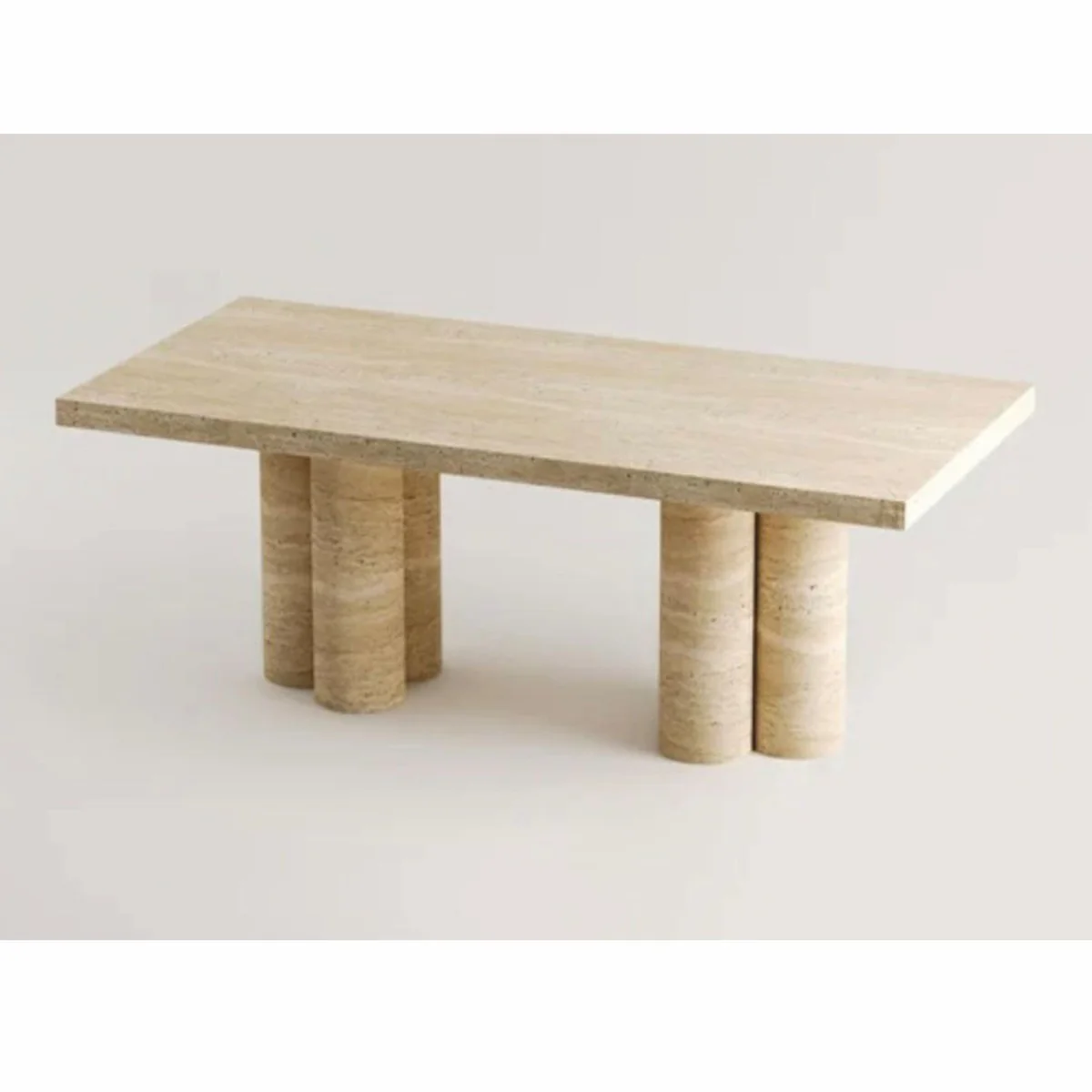 Casa Padrino mesa de comedor de lujo en travertino beige 190 cm - Muebles de comedor en travertino