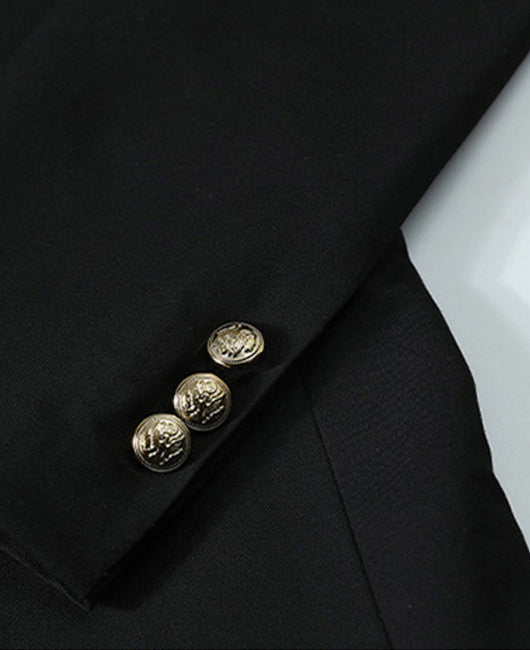 Business Plain Mock Neck Button Front Blazer & Pants Set