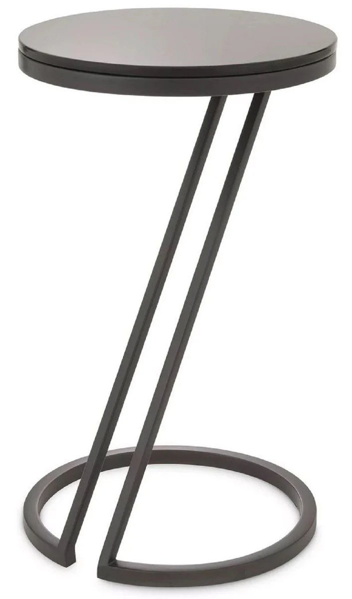Casa Padrino mesa auxiliar de lujo bronce de ca?¨®n / gris ? 36 x A. 60 cm - Mesa de acero inoxidable con tapa de vidrio - Muebles de sal¨®n - Muebles de lujo - Interior de lujo