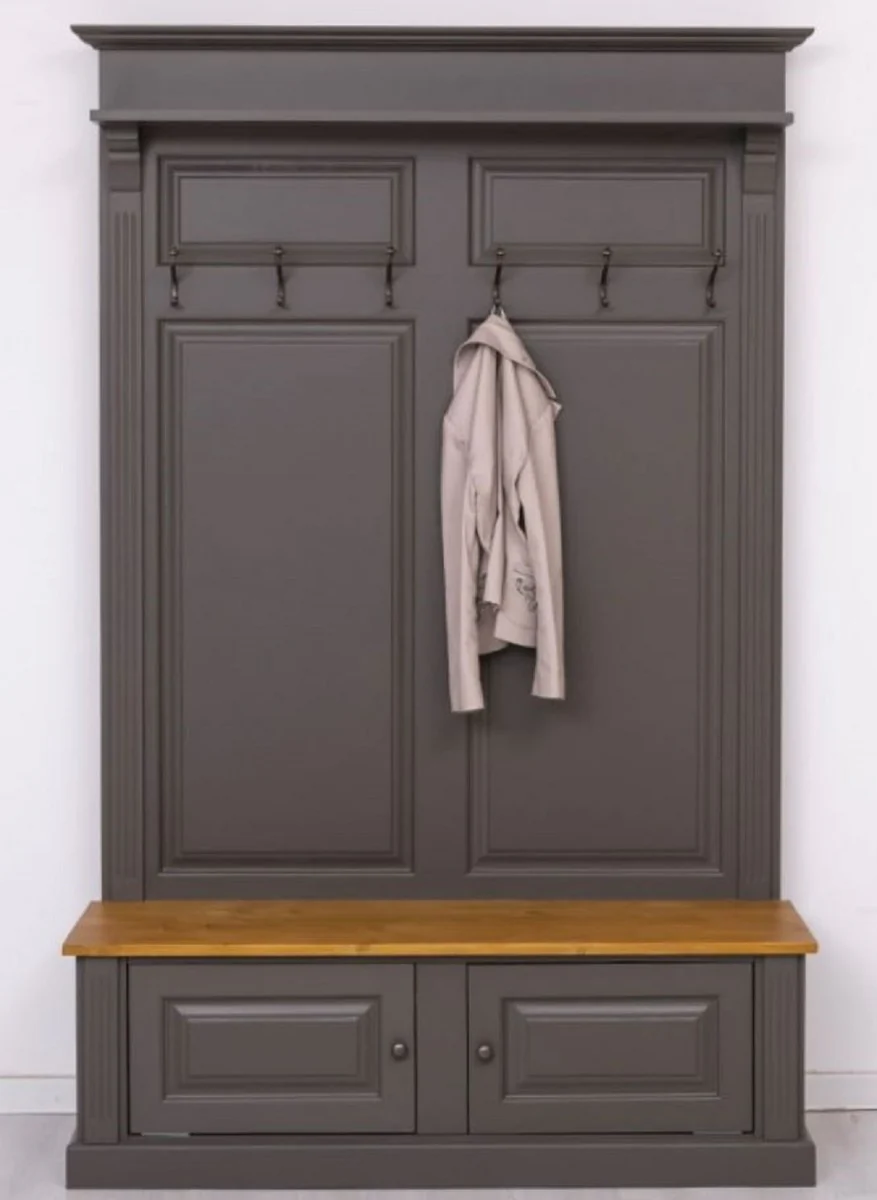 Casa Padrino armario de madera maciza estilo campestre gris oscuro / marrón claro 140 x 41 x A. 210 cm - Armario de pared - Armario de recibidor - Muebles de recibidor - Muebles estilo campestre