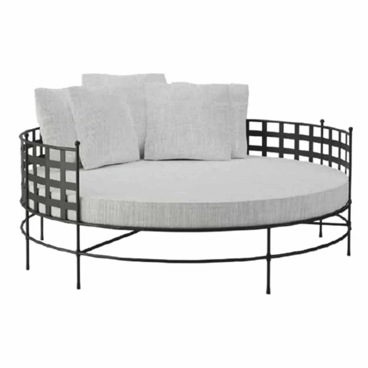 Casa Padrino Isla Tumbona de Lujo de Hierro Forjado Negro / Gris ? 170 cm - Muebles de Hotel y Jard¨ªn