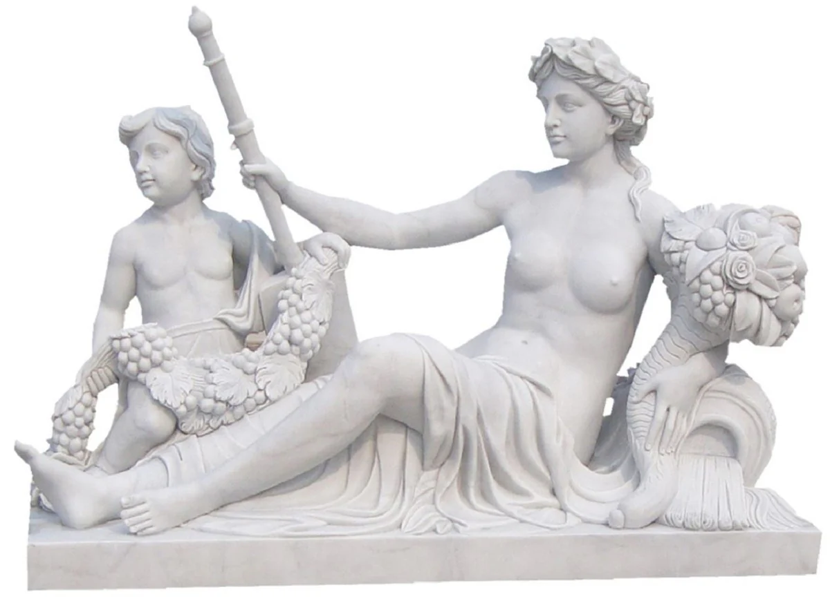 Casa Padrino escultura de m¨¢rmol estilo antiguo mujer con ni?o gris 150 x A. 160 cm