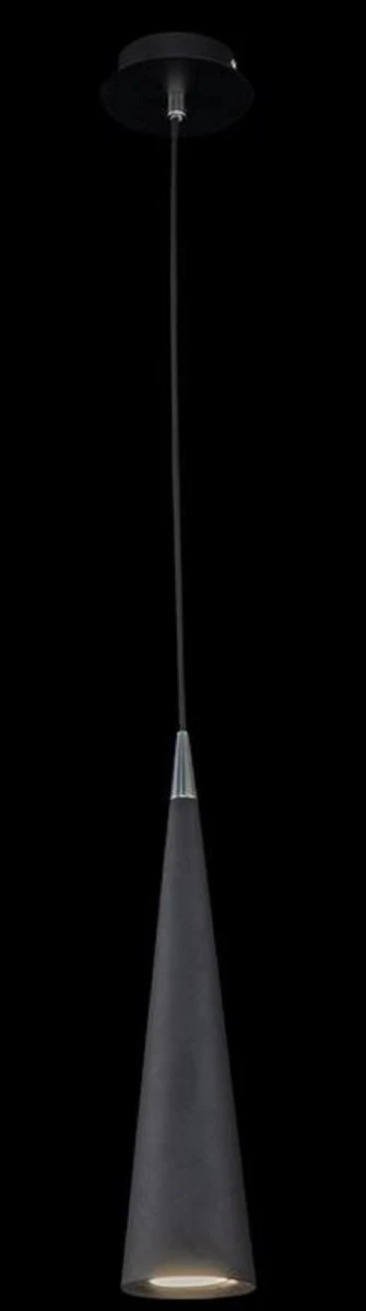 Casa Padrino lámpara colgante de lujo negro / plata Ø 10 x H. 158 cm - Lámpara Colgante de Metal Ajustable en Altura