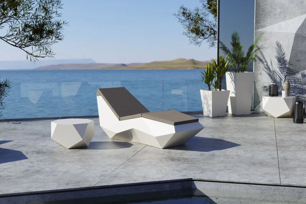 Casa Padrino tumbona de jard¨ªn de lujo blanco mate / gris oscuro 192 cm