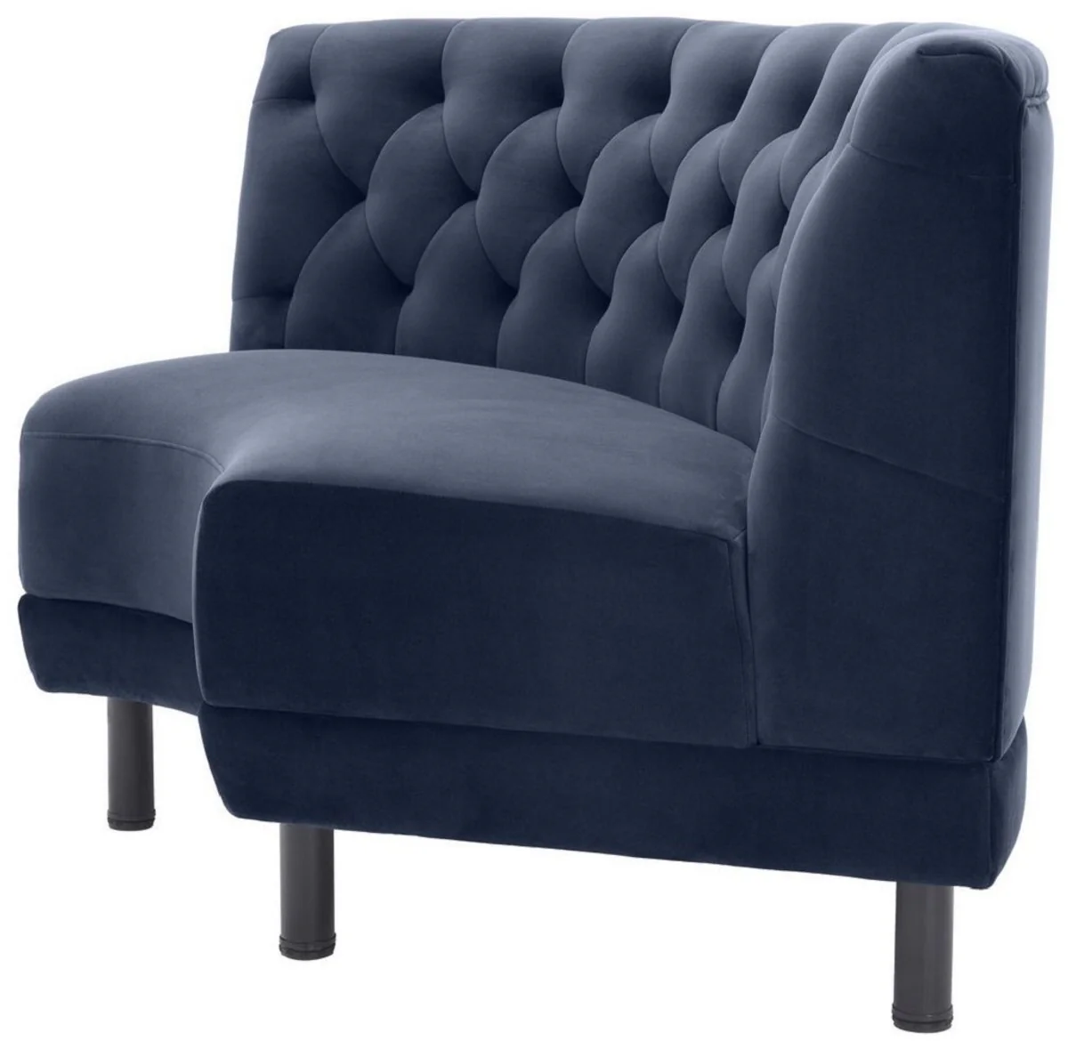 Casa Padrino sof¨¢ de terciopelo Chesterfield de lujo azul medianoche / negro 114 x 75 x A. 85 cm - Sof¨¢ curvo y extensible para sala de estar - Colecci¨®n de Lujo