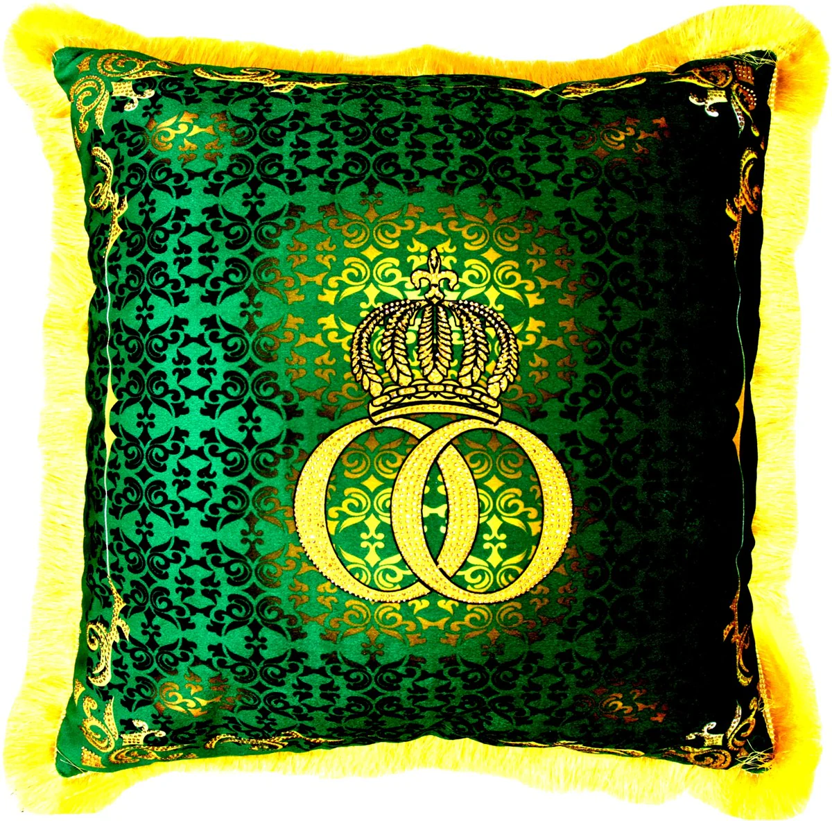 Harald Gl??ckler almohada decorativa de lujo Pomp??s de Casa Padrino patr¨®n barroco verde / dorado 50 x 50 cm - almohada Gl??ckler con pedrer¨ªa