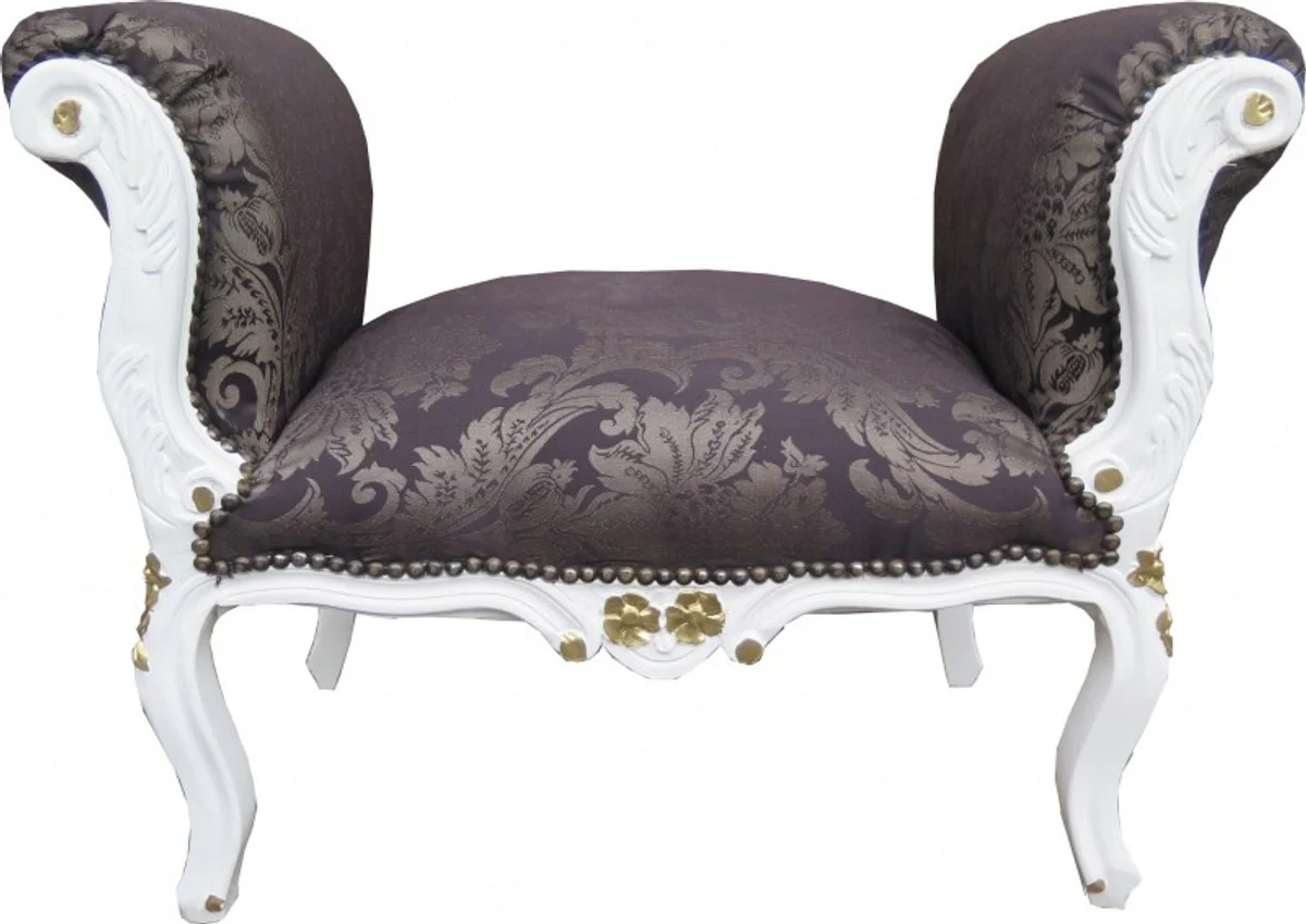 Patr¨®n Casa Padrino barroco Taburete Negro / Blanco / Oro - Banco