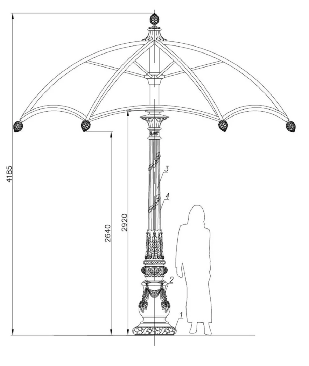Casa Padrino sombrilla decorativa de jard¨ªn barroco negro / beige ? 350 x A. 418,5 cm