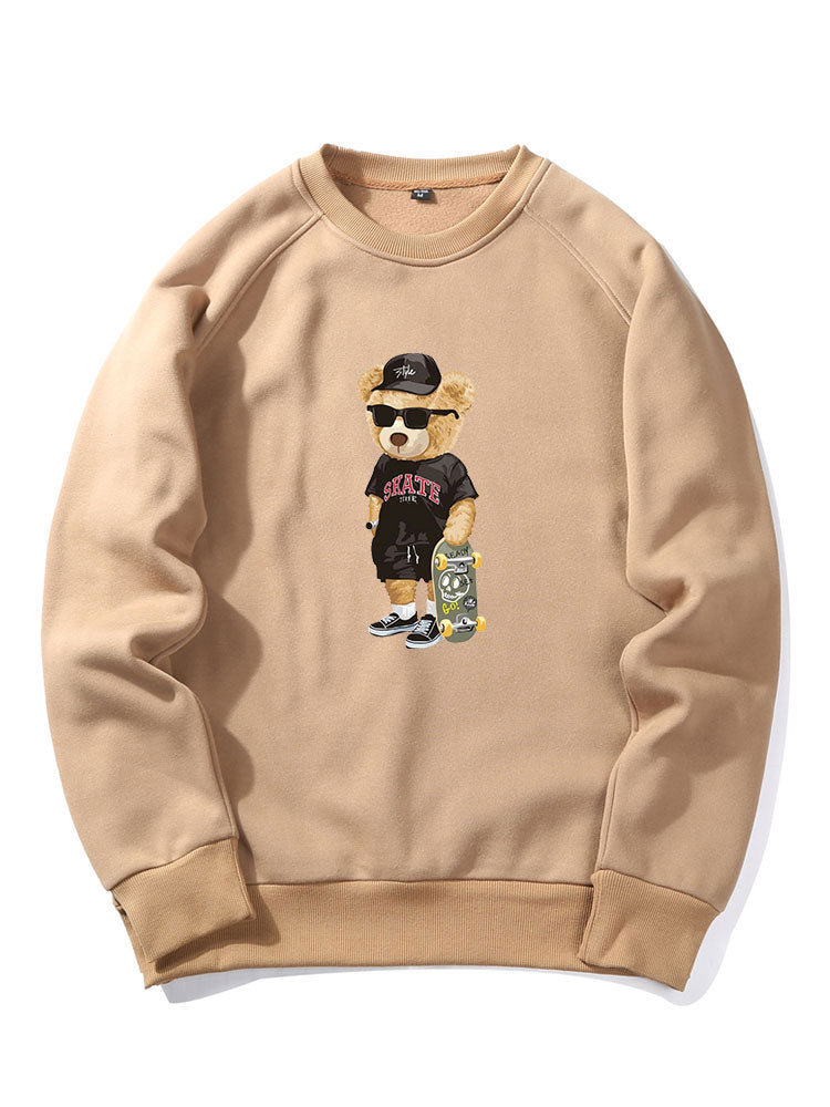Skate Bear Print Raglan Sleeves Sweatshirt