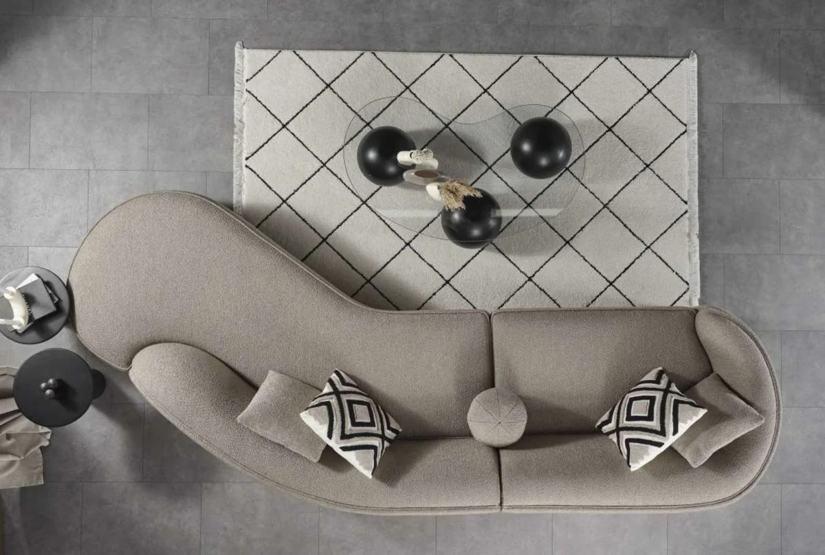 Casa Padrino sof¨¢ de lujo gris 340 x A. 95 cm - Sof¨¢ de sal¨®n curvo - Sof¨¢ de hotel - Muebles de sal¨®n - Muebles de hotel - Muebles de lujo - Interiores de lujo - Interiores de sal¨®n