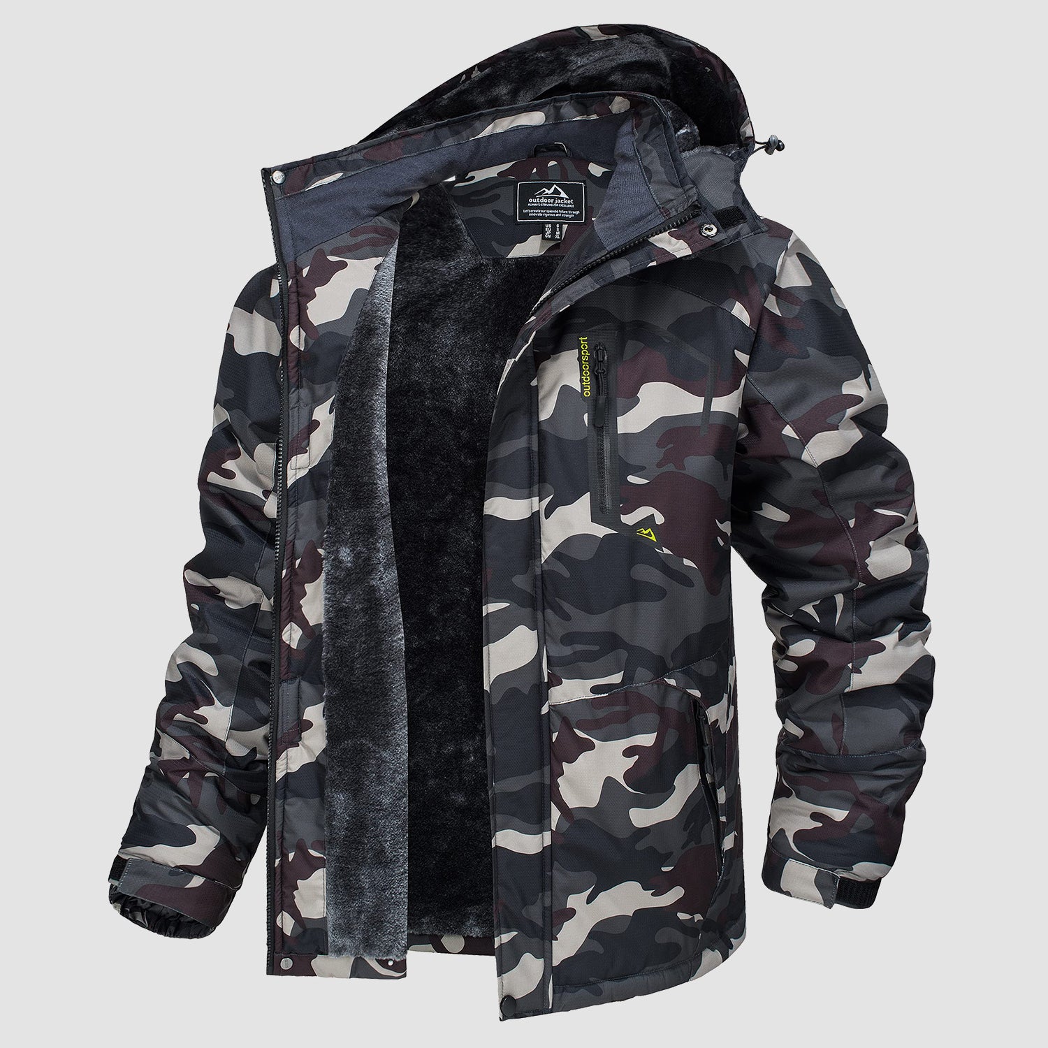 Men's Winter Jacket Water Repellent Ski Snow Jacket Warm Fleece Coat Parka Raincoats With Multi-Pockets