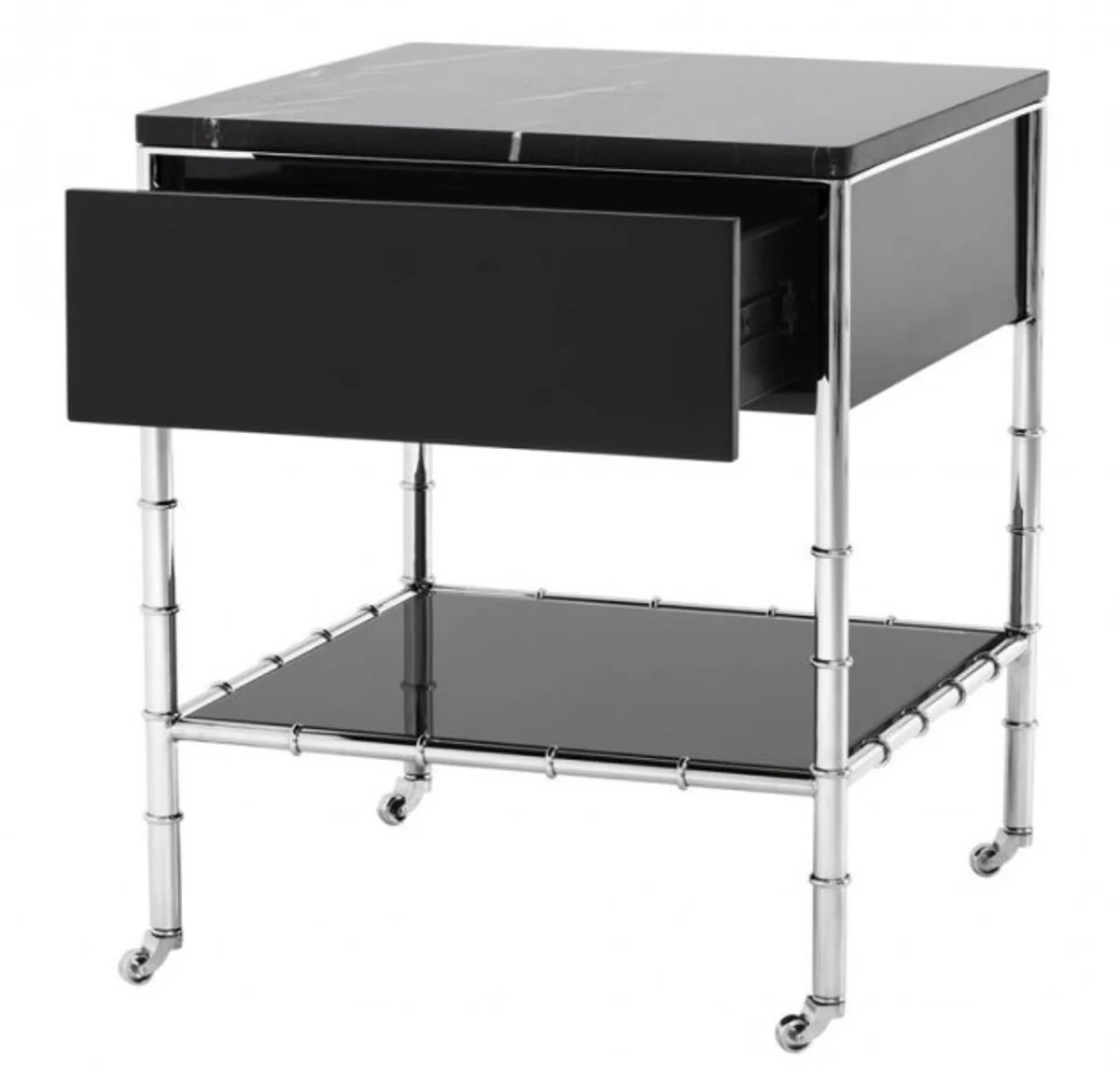 Casa Padrino luxury art deco designer side table with marble top and smoke glass - Luxury Collection