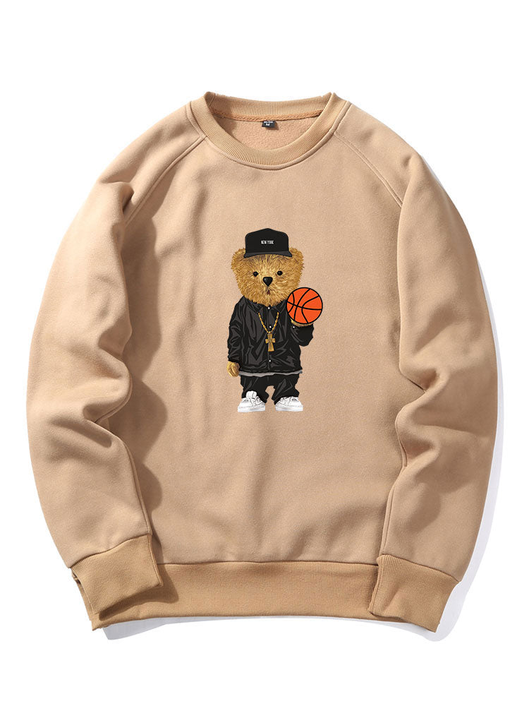 Basketball Bear Print Sweatshirt & Jogger Pants