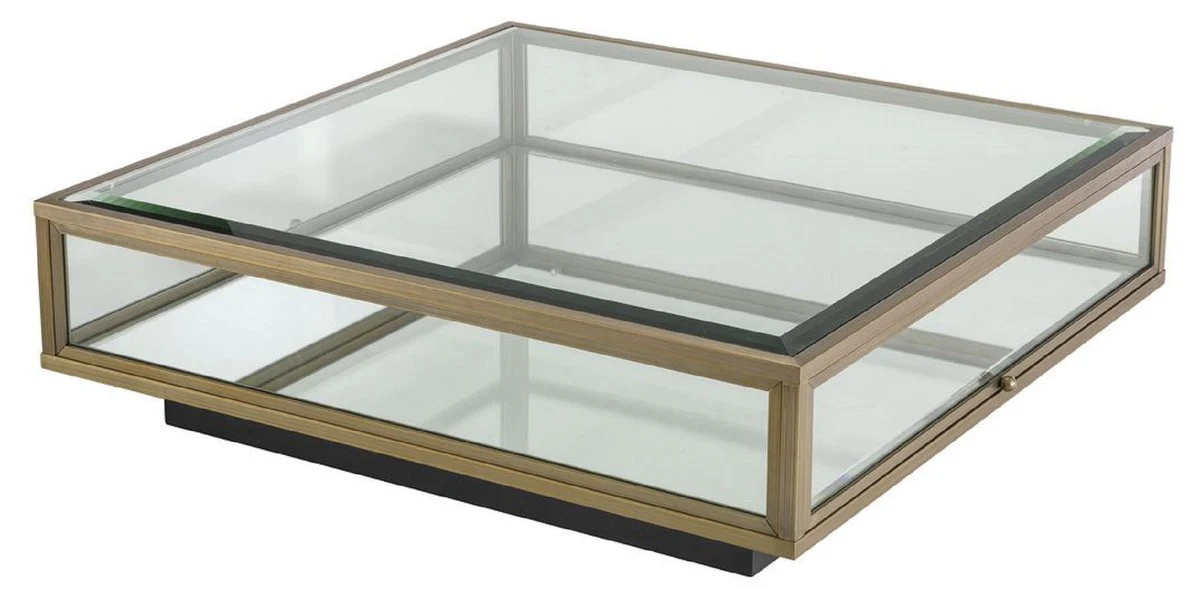 Casa Padrino mesa de centro de lujo lat¨®n / negro 100 x 100 x A. 30 cm - Mesa de sal¨®n moderna - Muebles de sal¨®n - Calidad de Lujo