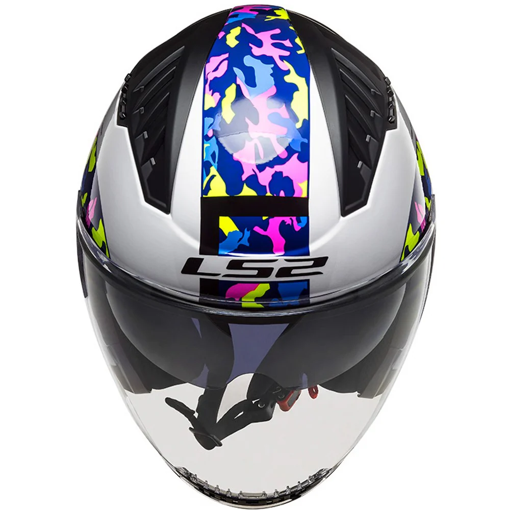 CASCO JET LS2 OF600 COPTER CRISPY - BLANCO / AMARILLO