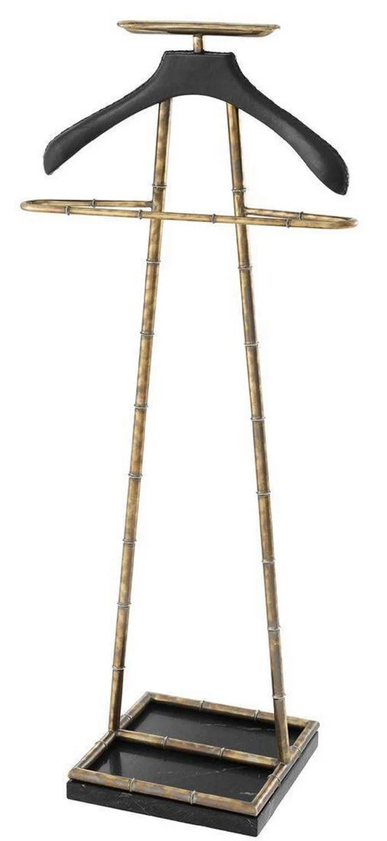 Casa Padrino sirviente mudo de lujo vintage lat¨®n / negro 50,5 x 31 x H. 117 cm - Perchero Abrigo Perchero Traje Soporte Mudo Sirviente Caballero - Accesorios de Lujo