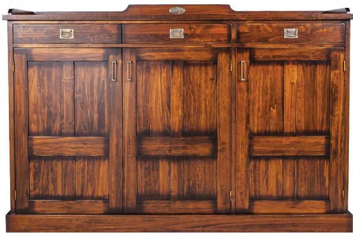 Casa Padrino aparador de estilo vintage de lujo con 3 puertas y 3 cajones marr¨®n 177,5 x 46 x A. 119,5 cm - Armario de madera maciza - Muebles de estilo vintage de lujo - Muebles de madera maciza