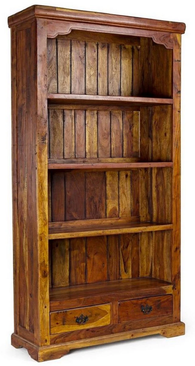 Casa Padrino armario de libros campestre marr¨®n / natural 100 x 35 x A. 185 cm - Armario de madera maciza - Armario de Sala de Estar - Armario de Oficina - Muebles de Estilo Campestre