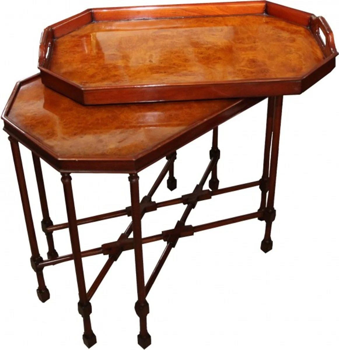 Casa Padrino coffee table bar table Octagon walnut brown H 60 cm, W 67 cm, D 40 cm - Art Nouveau table - Limited Edition