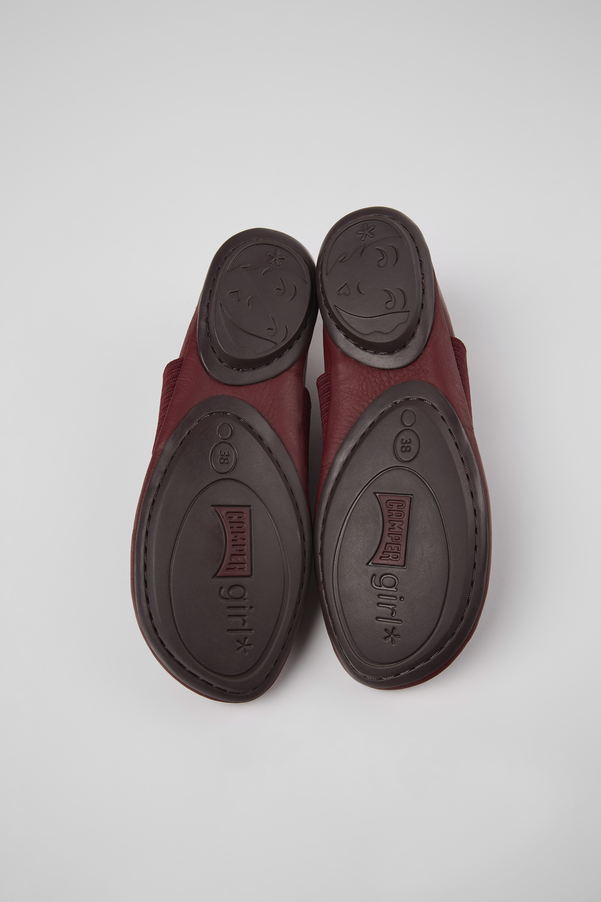 Right - Burgundy leather ballerinas for women