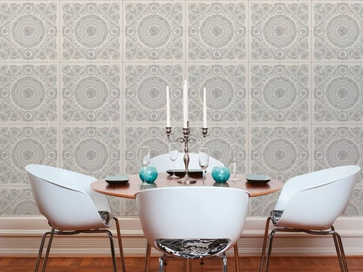 Papel Pintado no Tejido Barroco de Diseño Versace IV 37055-5 - Gris / Plata - Papel Pintado de Diseño - Alta Calidad