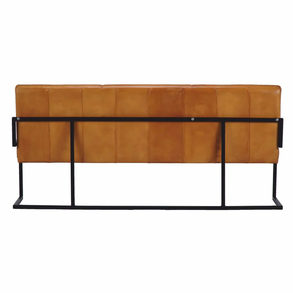 Casa Padrino banco de lujo de cuero genuino marrón claro / negro 160 cm - Muebles de cuero genuino