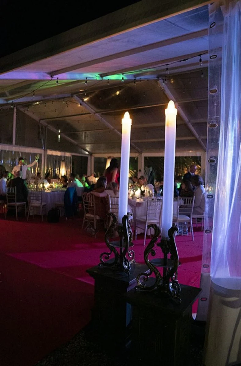 Casa Padrino l¨¢mpara de jard¨ªn barroco bronce antiguo / blanco A. 219,5 cm - L¨¢mpara de pie de exterior de estilo barroco