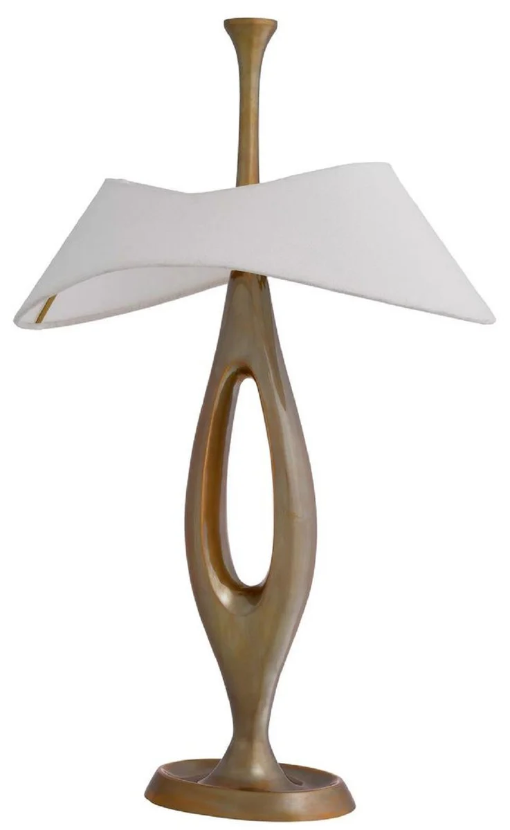 Casa Padrino lámpara de mesa de lujo latón vintage / blanco 41,5 x A. 63 cm - Lámpara de escritorio de latón con pantalla - Lámparas de mesa de lujo - Muebles de lujo - Interior de lujo