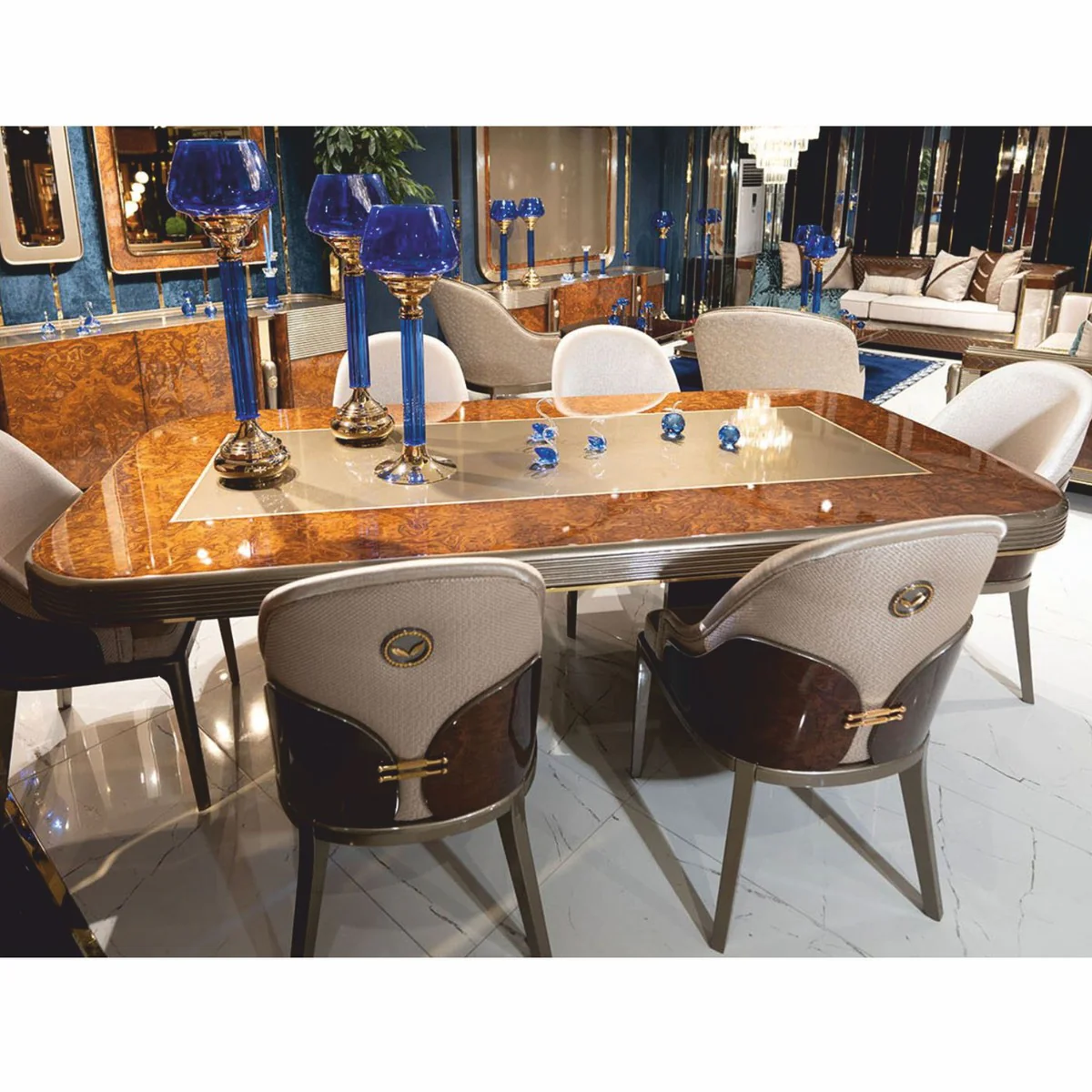 Casa Padrino mesa de comedor de lujo marr¨®n / oro / gris 240 cm - Muebles de comedor