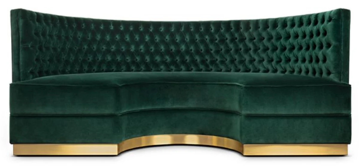 Casa Padrino Sof¨¢ Chesterfield de Lujo en Terciopelo Verde / Lat¨®n Antiguo 205 cm - Hecho en Italia