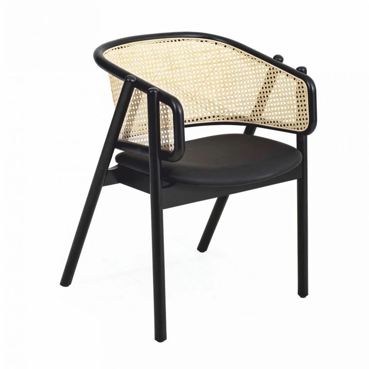 Casa Padrino silla de comedor de lujo con reposabrazos negro / natural - Muebles de comedor