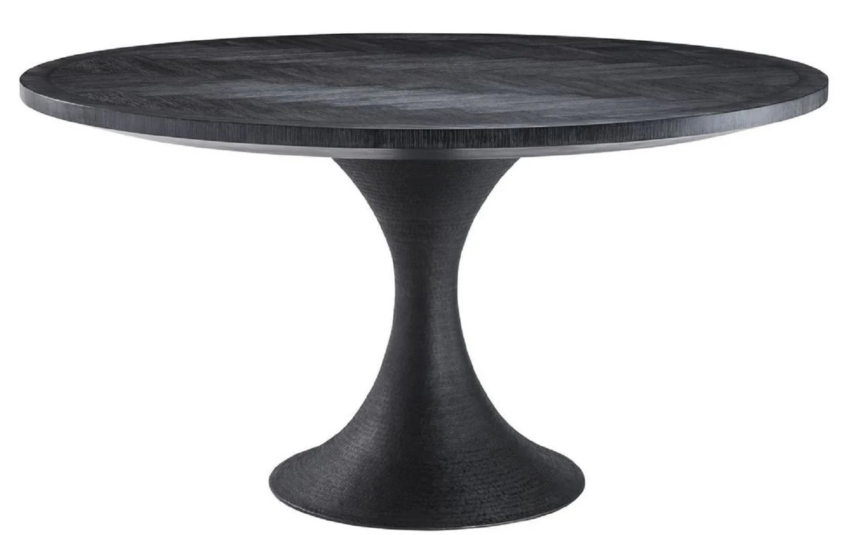 Casa Padrino mesa de comedor de lujo negro ? 140 x H. 76 cm - Mesa de Cocina Redonda - Muebles de Comedor de Lujo