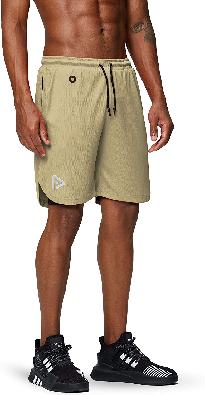 Men's 2 in 1 Running Shorts Gym Workout Quick Dry Mens Shorts with Phone Pocket