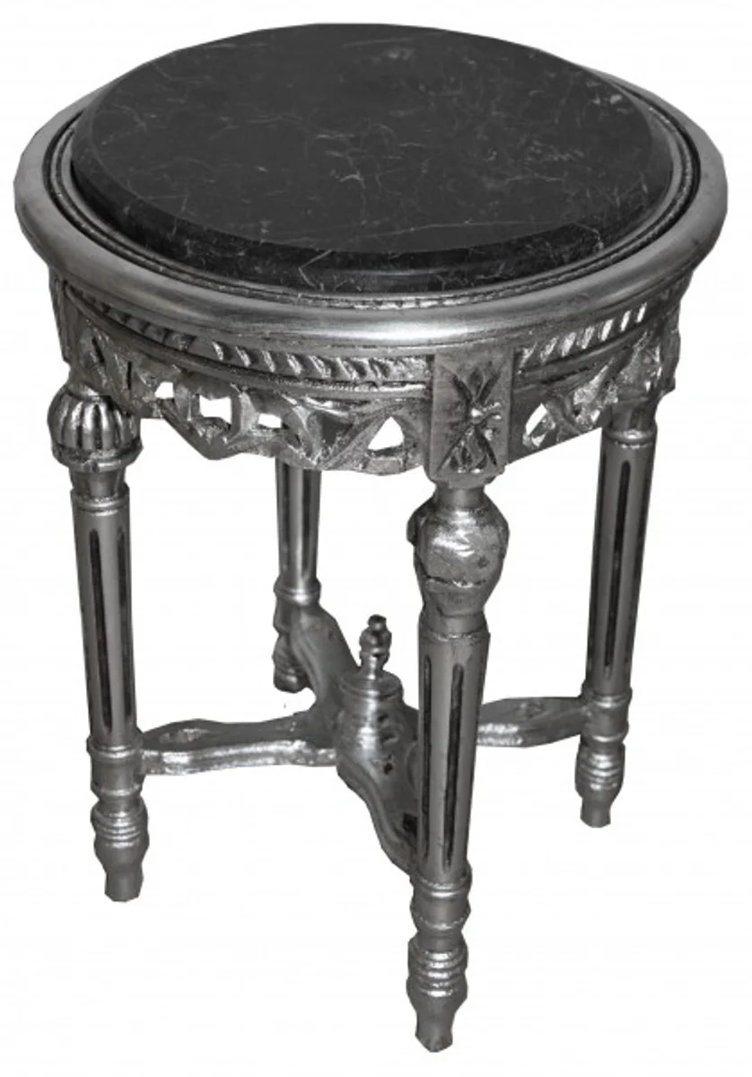 Baroque Side Table Silver Round ModY15 53 x 38 cm antique style