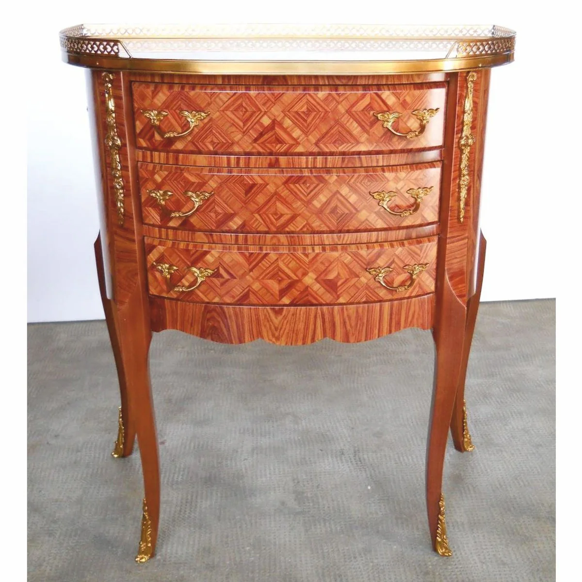 Casa Padrino mesita de noche barroco de lujo con 3 cajones marrón / oro - Muebles de dormitorio estilo barroco