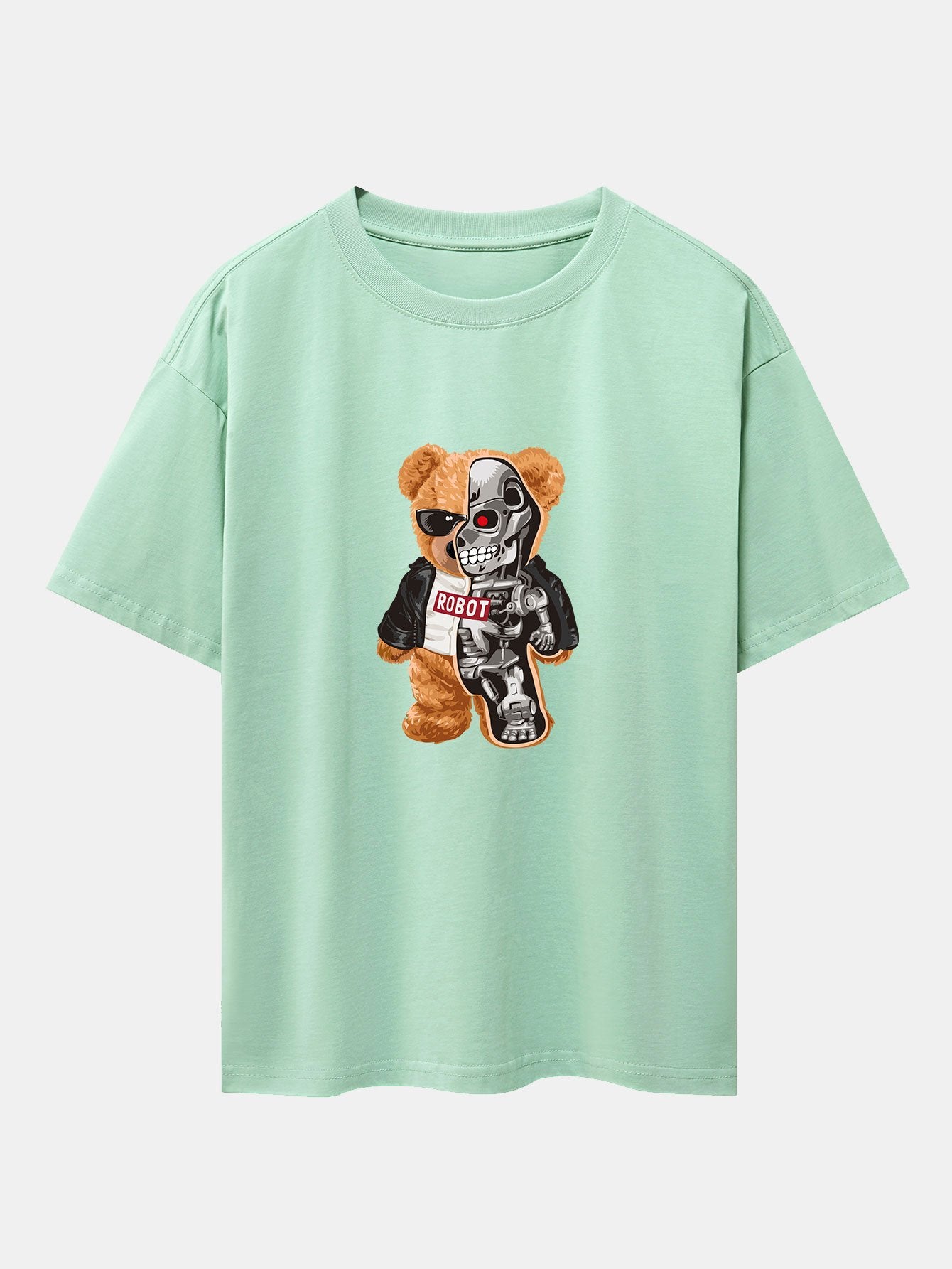 Robot Bear Print Heavy Weight Oversize T-Shirt