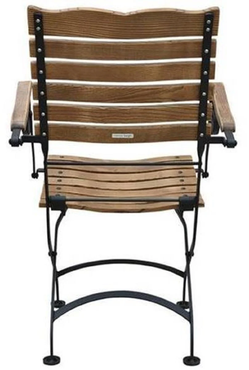 Casa Padrino silla de jard¨ªn Art Nouveau con reposabrazos marr¨®n / negro 60 x 40 x A. 92 cm - Silla de jard¨ªn plegable - Muebles de Gastronom¨ªa y de Jard¨ªn Art Nouveau