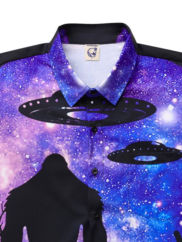 Bigfoot Alien Chest Pocket Short Sleeve Shirt