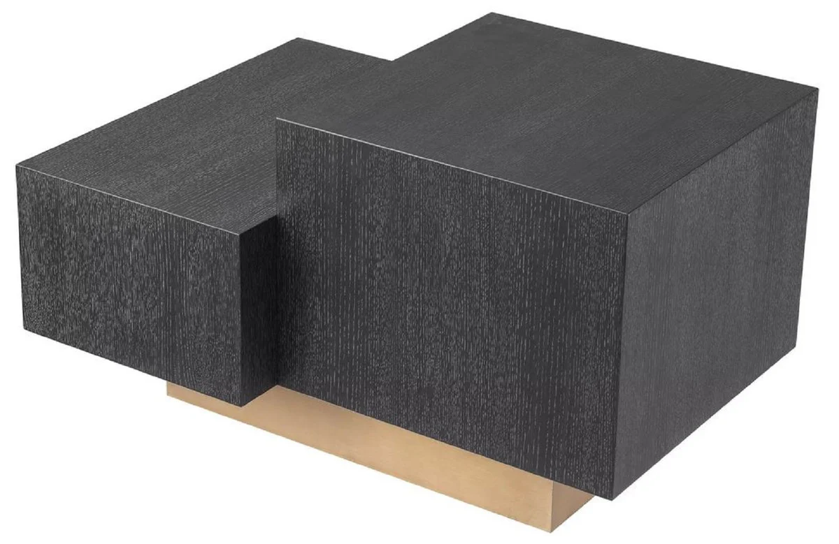 Casa Padrino mesa auxiliar de lujo negro gris / lat¨®n 70,5 x 50 x A. 40,5 cm - Mesa de sal¨®n moderna - Muebles de dise?o de lujo