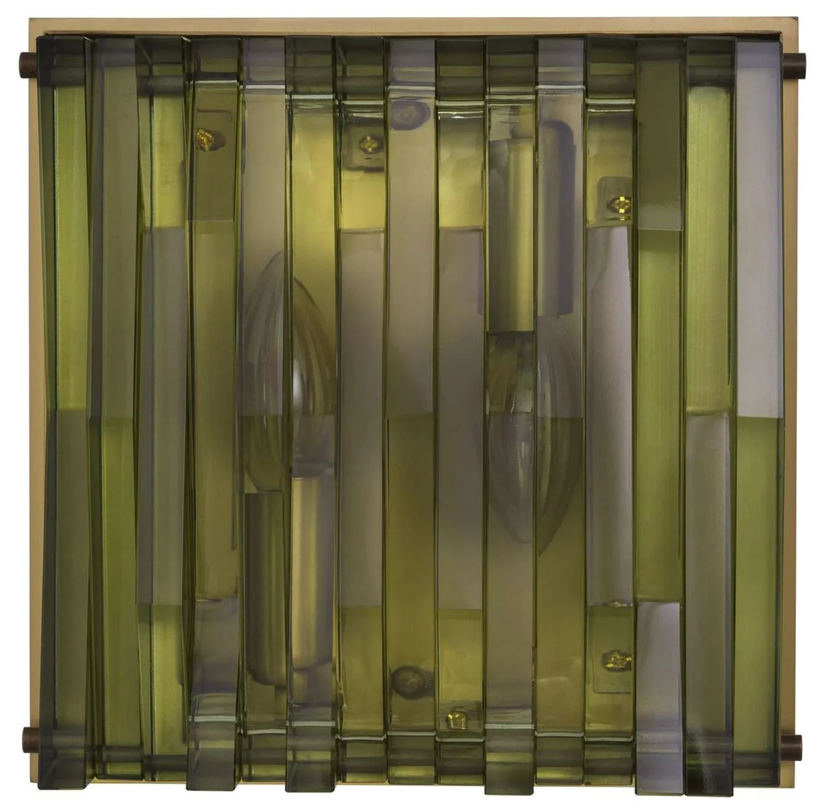 Casa Padrino lámpara de pared de lujo latón antiguo / verde 24 x 9 x A. 24 cm - Elegante aplique de metal con pantalla de vidrio - Lámparas de Lujo