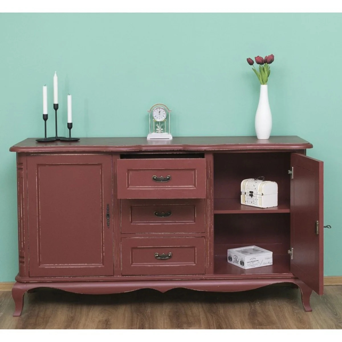 Cajonera barroca Casa Padrino en rojo estilo franc¨¦s antiguo - muebles estilo antiguo