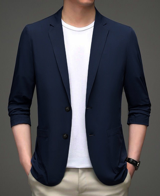 Daily Notch Lapel Buttons Utility Pockets Solid Blazer