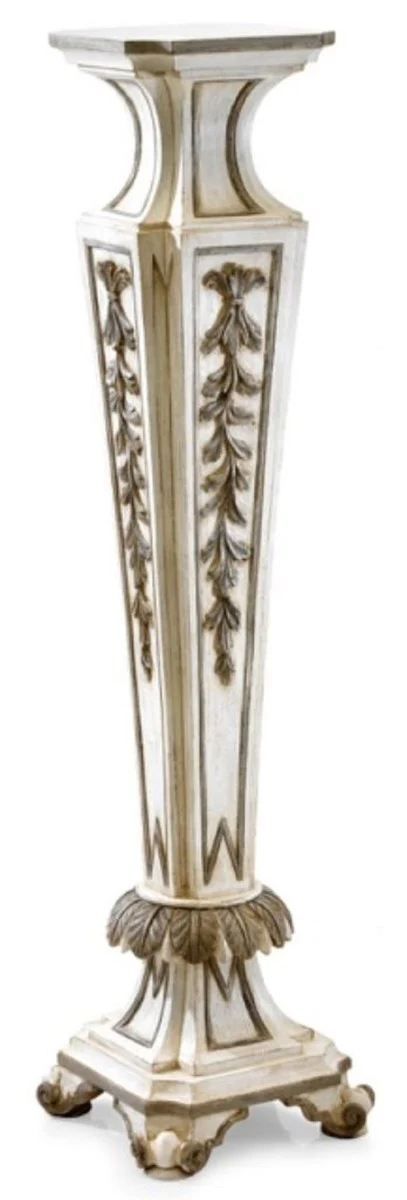 Casa Padrino pilar barroco de lujo crema blanco / oro - Magnífica columna decorativa de madera maciza - Muebles de hotel - Muebles castillo - Muebles de salón - Calidad de lujo - Hecho en Italia