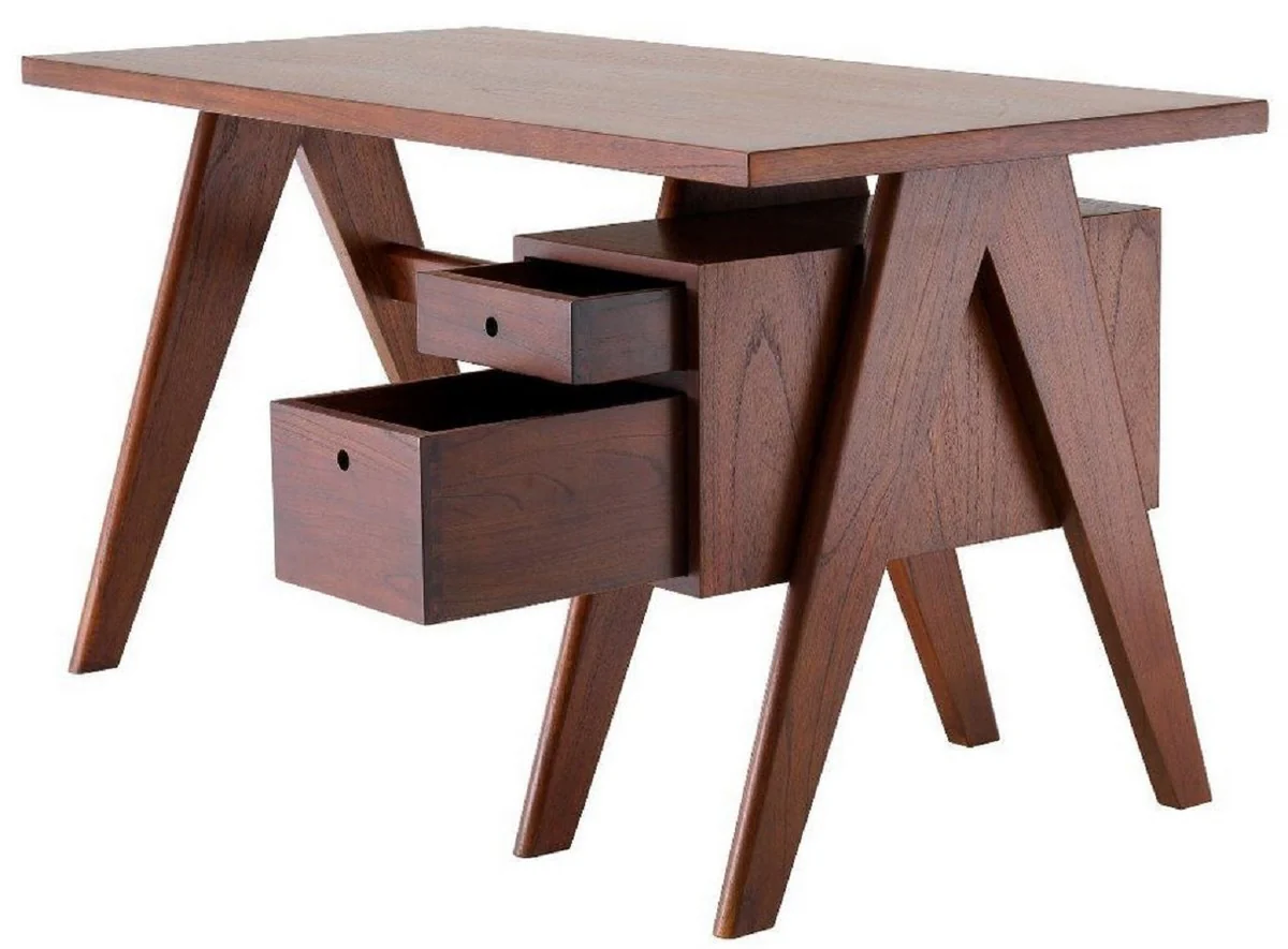 Casa Padrino escritorio de lujo marr¨®n 140 x 69 x A. 77 cm - Elegante escritorio de madera maciza con 2 cajones - Muebles de Oficina de Lujo